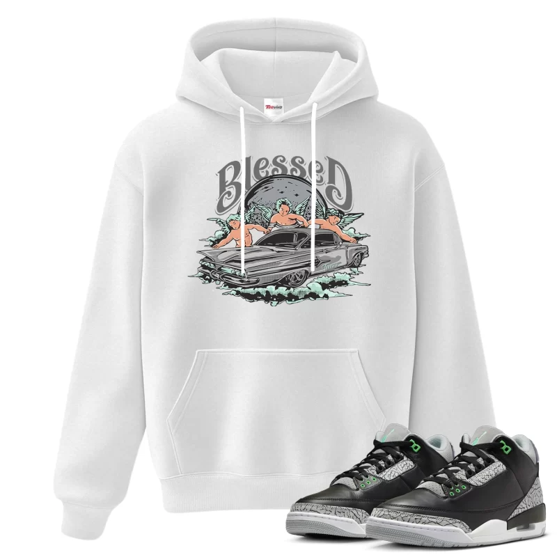 TeeVivo Hoodie Match Air Jordan 3 Retro Green Glow Blessed – Air Jordan 3 Hoodie, AJ3 Hoodie