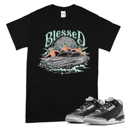 TeeVivo T-Shirt Match Air Jordan 3 Retro Green Glow Blessed – Air Jordan 3 Shirt, AJ3 Shirt