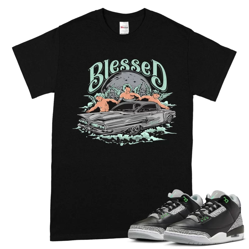 TeeVivo T-Shirt Match Air Jordan 3 Retro Green Glow Blessed – Air Jordan 3 Shirt, AJ3 Shirt