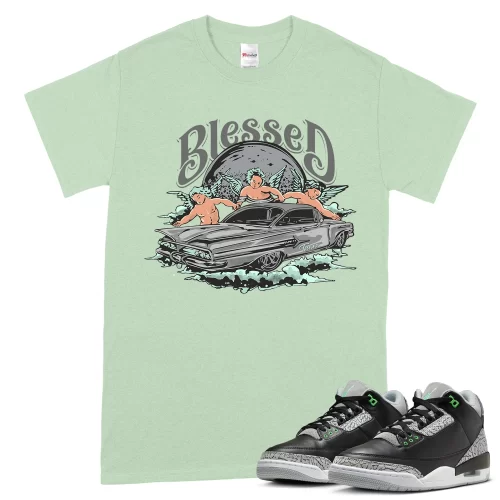 TeeVivo T-Shirt Match Air Jordan 3 Retro Green Glow Blessed – Air Jordan 3 Shirt, AJ3 Shirt