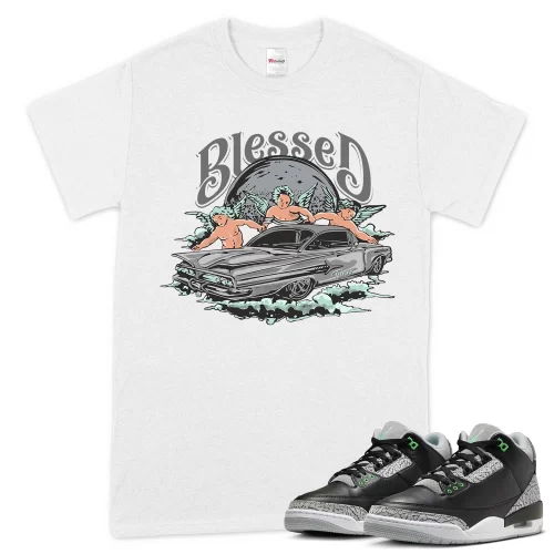 TeeVivo T-Shirt Match Air Jordan 3 Retro Green Glow Blessed – Air Jordan 3 Shirt, AJ3 Shirt
