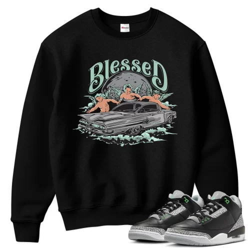 TeeVivo Sweatshirt Match Air Jordan 3 Retro Green Glow Blessed – Air Jordan 3 Sweatshirt, AJ3 Sweatshirt