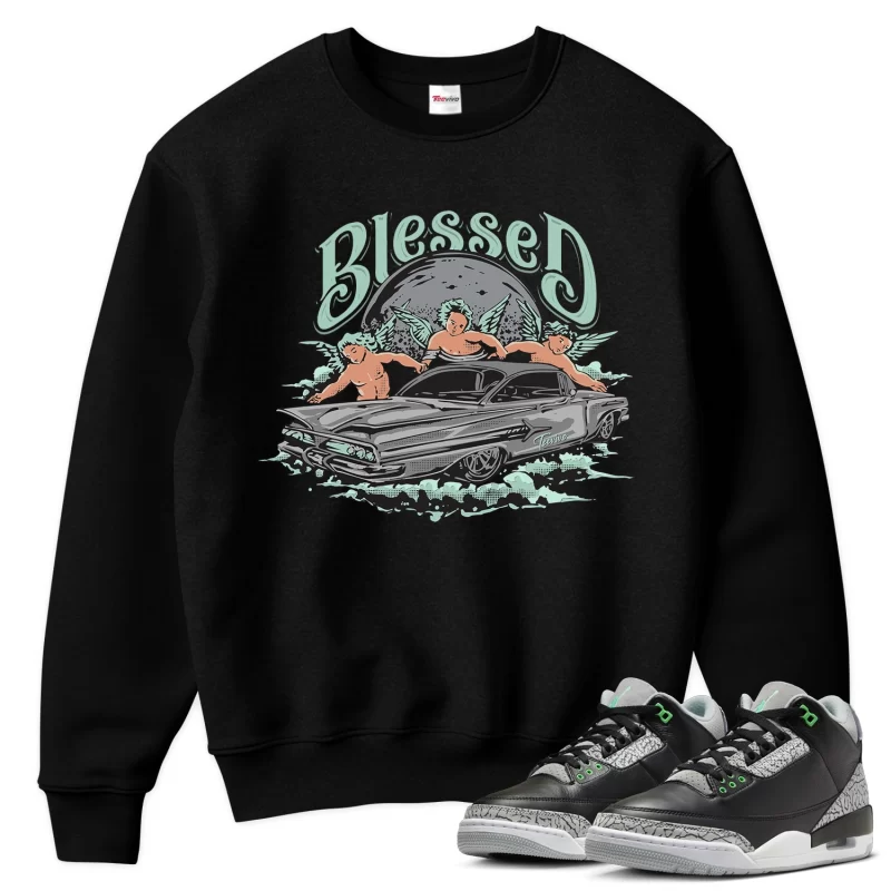 TeeVivo Sweatshirt Match Air Jordan 3 Retro Green Glow Blessed – Air Jordan 3 Sweatshirt, AJ3 Sweatshirt