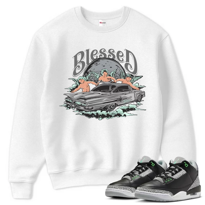 TeeVivo Sweatshirt Match Air Jordan 3 Retro Green Glow Blessed – Air Jordan 3 Sweatshirt, AJ3 Sweatshirt