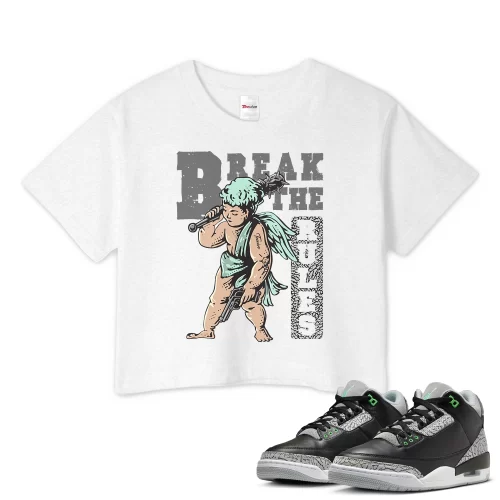 TeeVivo Crop Top Match Air Jordan 3 Retro Green Glow Break the rules – Air Jordan 3 Crop Top, AJ3 Crop Top