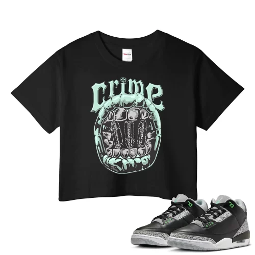TeeVivo Crop Top Match Air Jordan 3 Retro Green Glow Crime – Air Jordan 3 Crop Top, AJ3 Crop Top