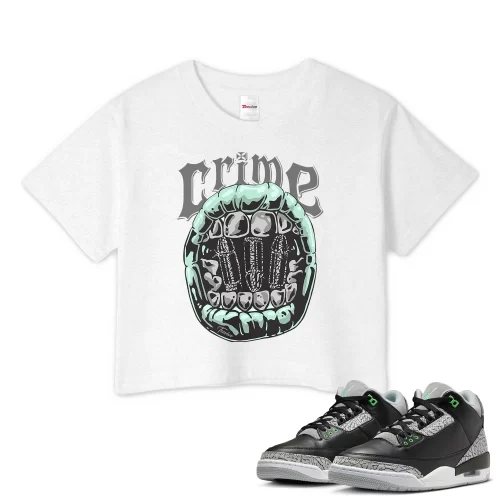 TeeVivo Crop Top Match Air Jordan 3 Retro Green Glow Crime – Air Jordan 3 Crop Top, AJ3 Crop Top