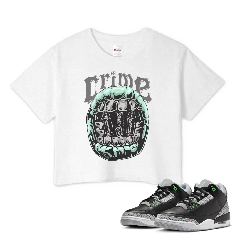 TeeVivo Crop Top Match Air Jordan 3 Retro Green Glow Crime – Air Jordan 3 Crop Top, AJ3 Crop Top