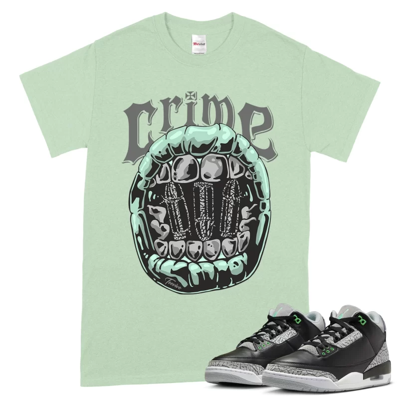 TeeVivo T-Shirt Match Air Jordan 3 Retro Green Glow Crime – Air Jordan 3 Shirt, AJ3 Shirt