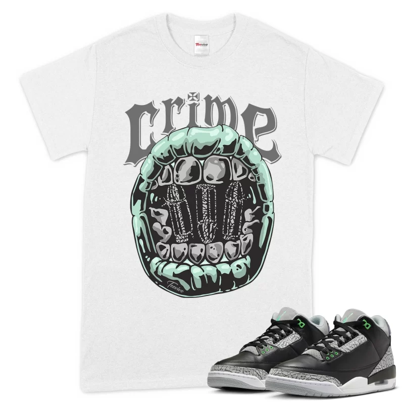TeeVivo T-Shirt Match Air Jordan 3 Retro Green Glow Crime – Air Jordan 3 Shirt, AJ3 Shirt