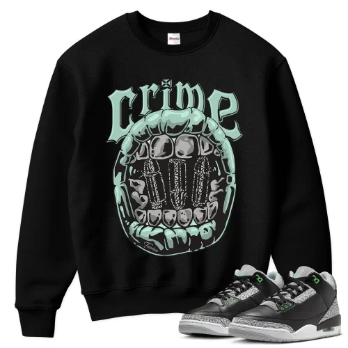 TeeVivo Sweatshirt Match Air Jordan 3 Retro Green Glow Crime – Air Jordan 3 Sweatshirt, AJ3 Sweatshirt