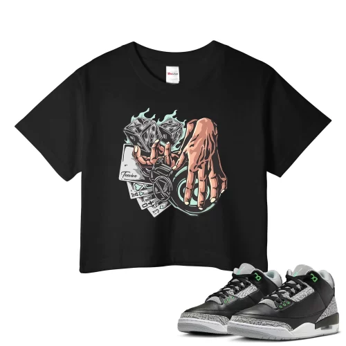 TeeVivo Crop Top Match Air Jordan 3 Retro Green Glow Gambling – Air Jordan 3 Crop Top, AJ3 Crop Top