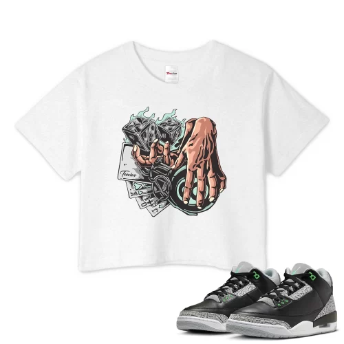 TeeVivo Crop Top Match Air Jordan 3 Retro Green Glow Gambling – Air Jordan 3 Crop Top, AJ3 Crop Top