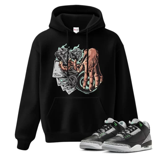 TeeVivo Hoodie Match Air Jordan 3 Retro Green Glow Gambling – Air Jordan 3 Hoodie, AJ3 Hoodie