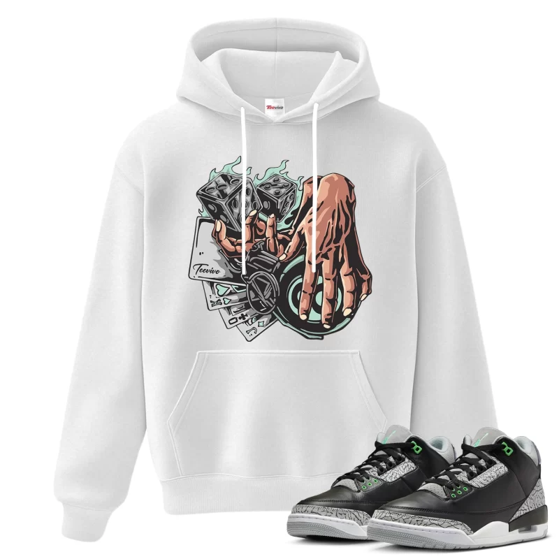 TeeVivo Hoodie Match Air Jordan 3 Retro Green Glow Gambling – Air Jordan 3 Hoodie, AJ3 Hoodie