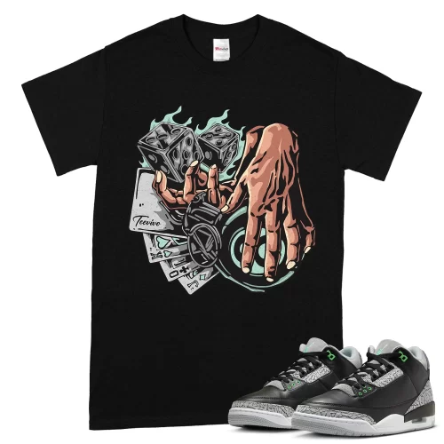 TeeVivo T-Shirt Match Air Jordan 3 Retro Green Glow Gambling – Air Jordan 3 Shirt, AJ3 Shirt