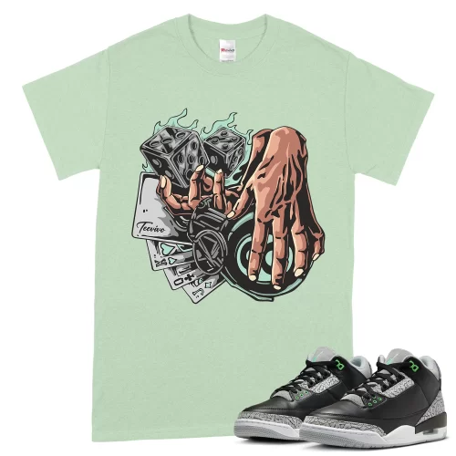 TeeVivo T-Shirt Match Air Jordan 3 Retro Green Glow Gambling – Air Jordan 3 Shirt, AJ3 Shirt