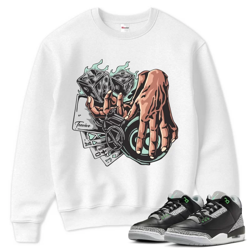 TeeVivo Sweatshirt Match Air Jordan 3 Retro Green Glow Gambling – Air Jordan 3 Sweatshirt, AJ3 Sweatshirt