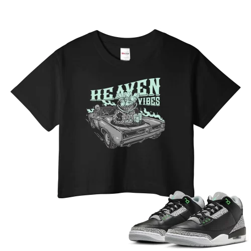 TeeVivo Crop Top Match Air Jordan 3 Retro Green Glow Heaven vibes – Air Jordan 3 Crop Top, AJ3 Crop Top