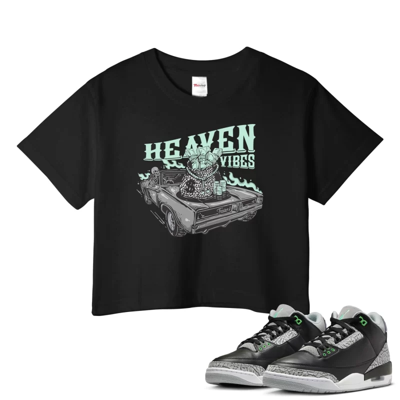 TeeVivo Crop Top Match Air Jordan 3 Retro Green Glow Heaven vibes – Air Jordan 3 Crop Top, AJ3 Crop Top