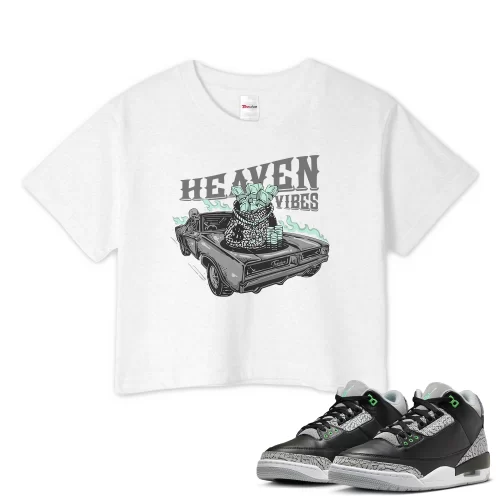 TeeVivo Crop Top Match Air Jordan 3 Retro Green Glow Heaven vibes – Air Jordan 3 Crop Top, AJ3 Crop Top