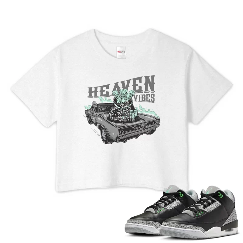 TeeVivo Crop Top Match Air Jordan 3 Retro Green Glow Heaven vibes – Air Jordan 3 Crop Top, AJ3 Crop Top