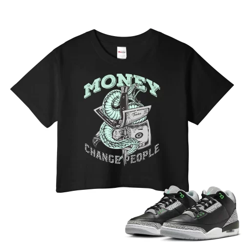 TeeVivo Crop Top Match Air Jordan 3 Retro Green Glow Money change people – Air Jordan 3 Crop Top, AJ3 Crop Top