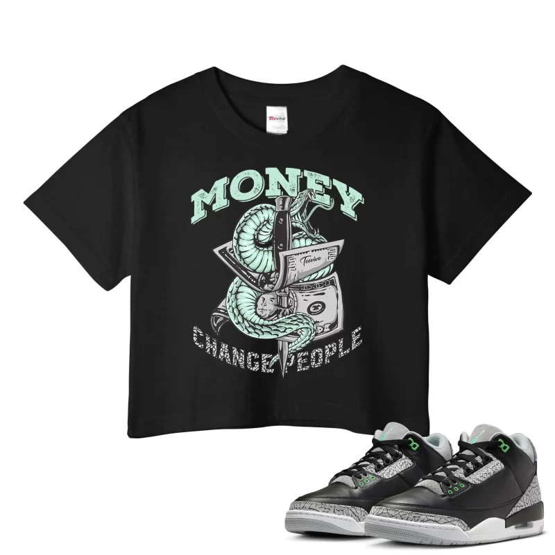 TeeVivo Crop Top Match Air Jordan 3 Retro Green Glow Money change people – Air Jordan 3 Crop Top, AJ3 Crop Top