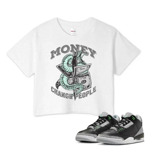 TeeVivo Crop Top Match Air Jordan 3 Retro Green Glow Money change people – Air Jordan 3 Crop Top, AJ3 Crop Top