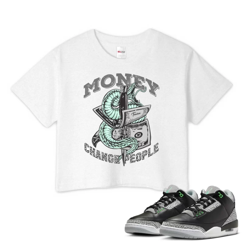 TeeVivo Crop Top Match Air Jordan 3 Retro Green Glow Money change people – Air Jordan 3 Crop Top, AJ3 Crop Top
