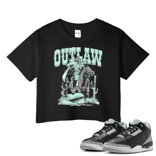 TeeVivo Crop Top Match Air Jordan 3 Retro Green Glow Outlaw – Air Jordan 3 Crop Top, AJ3 Crop Top