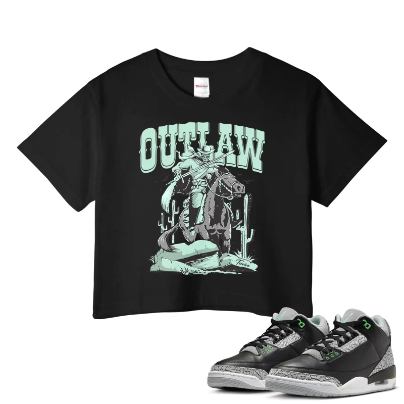 TeeVivo Crop Top Match Air Jordan 3 Retro Green Glow Outlaw – Air Jordan 3 Crop Top, AJ3 Crop Top