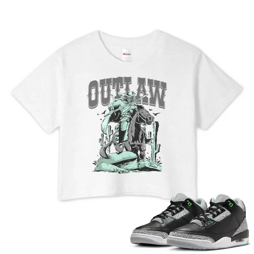 TeeVivo Crop Top Match Air Jordan 3 Retro Green Glow Outlaw – Air Jordan 3 Crop Top, AJ3 Crop Top