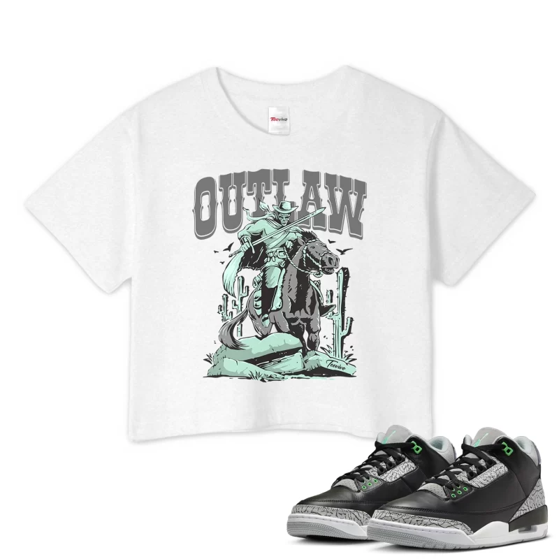 TeeVivo Crop Top Match Air Jordan 3 Retro Green Glow Outlaw – Air Jordan 3 Crop Top, AJ3 Crop Top