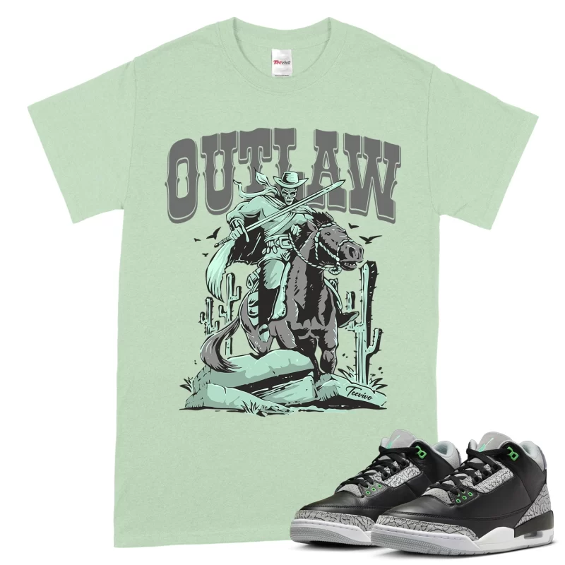 TeeVivo T-Shirt Match Air Jordan 3 Retro Green Glow Outlaw – Air Jordan 3 Shirt, AJ3 Shirt