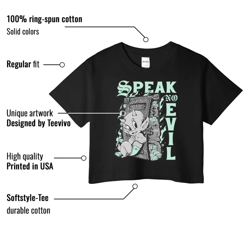TeeVivo Crop Top Match Air Jordan 3 Retro Green Glow Speak no evil – Air Jordan 3 Crop Top, AJ3 Crop Top