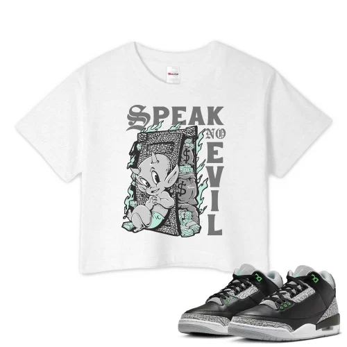 TeeVivo Crop Top Match Air Jordan 3 Retro Green Glow Speak no evil – Air Jordan 3 Crop Top, AJ3 Crop Top