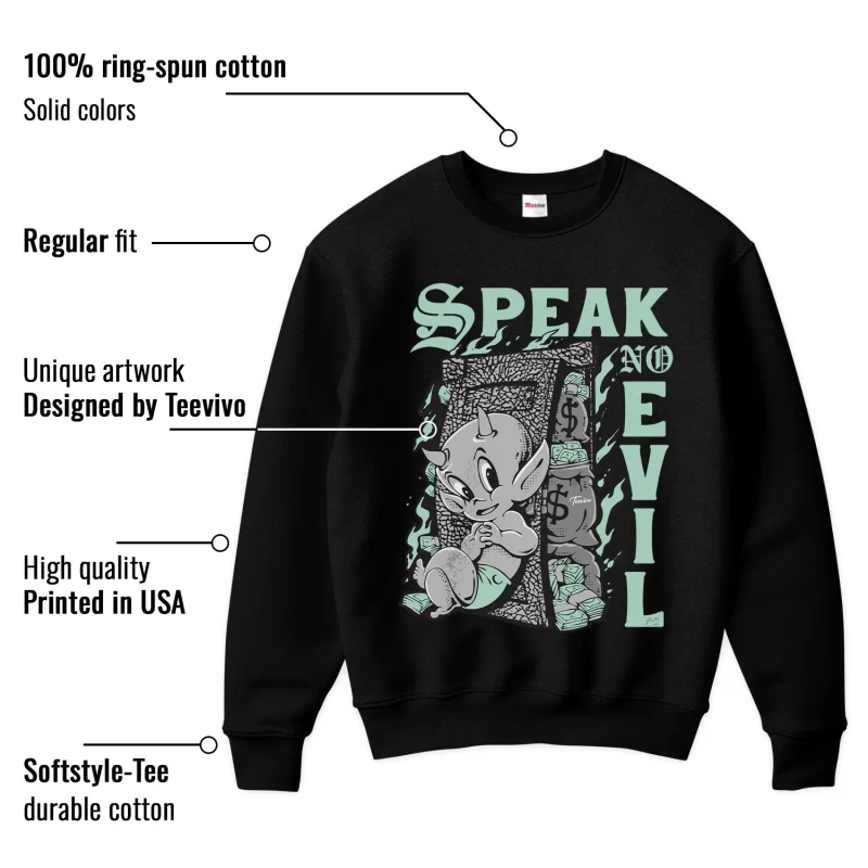 TeeVivo Sweatshirt Match Air Jordan 3 Retro Green Glow Speak no evil – Air Jordan 3 Sweatshirt, AJ3 Sweatshirt