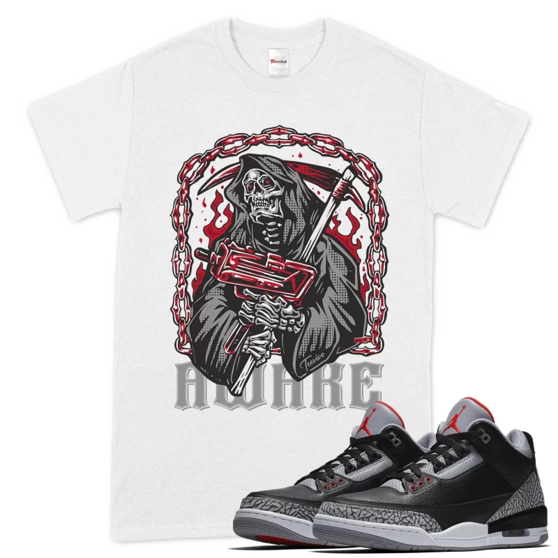 TeeVivo T-Shirt Match Air Jordan 3 Retro OG Black Cement Awake – Air Jordan 3 Shirt, AJ3 Shirt