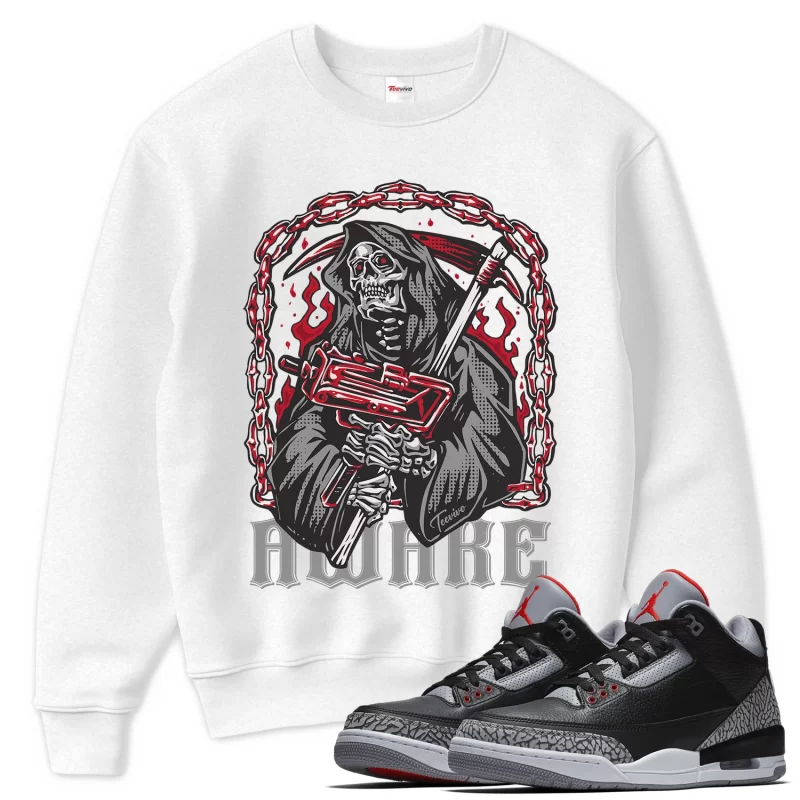 TeeVivo Sweatshirt Match Air Jordan 3 Retro OG Black Cement Awake – Air Jordan 3 Sweatshirt, AJ3 Sweatshirt
