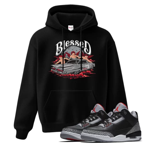 TeeVivo Hoodie Match Air Jordan 3 Retro OG Black Cement Blessed – Air Jordan 3 Hoodie, AJ3 Hoodie