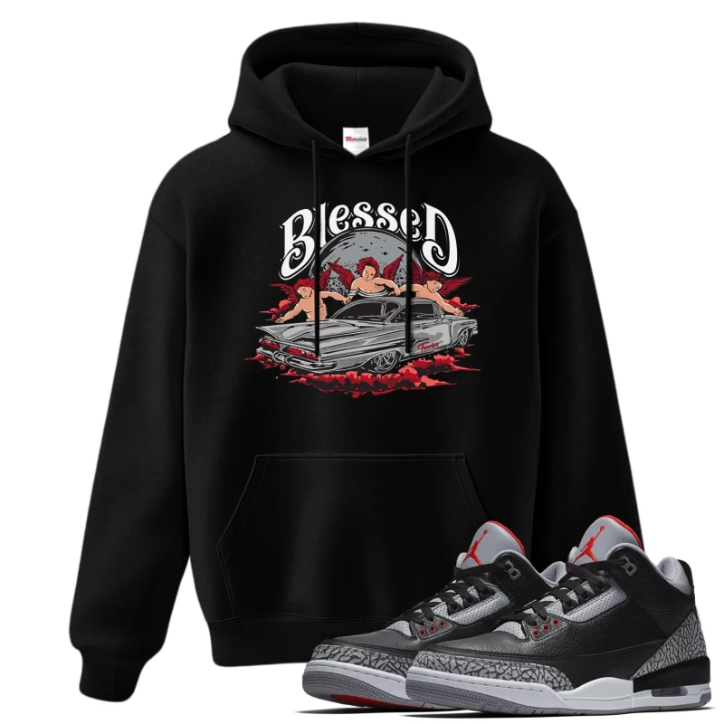 TeeVivo Hoodie Match Air Jordan 3 Retro OG Black Cement Blessed – Air Jordan 3 Hoodie, AJ3 Hoodie