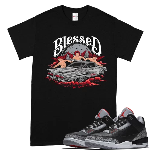 TeeVivo T-Shirt Match Air Jordan 3 Retro OG Black Cement Blessed – Air Jordan 3 Shirt, AJ3 Shirt