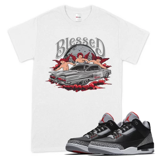 TeeVivo T-Shirt Match Air Jordan 3 Retro OG Black Cement Blessed – Air Jordan 3 Shirt, AJ3 Shirt