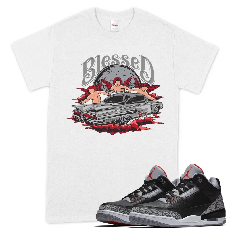 TeeVivo T-Shirt Match Air Jordan 3 Retro OG Black Cement Blessed – Air Jordan 3 Shirt, AJ3 Shirt