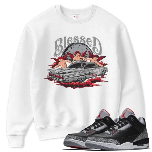 TeeVivo Sweatshirt Match Air Jordan 3 Retro OG Black Cement Blessed – Air Jordan 3 Sweatshirt, AJ3 Sweatshirt