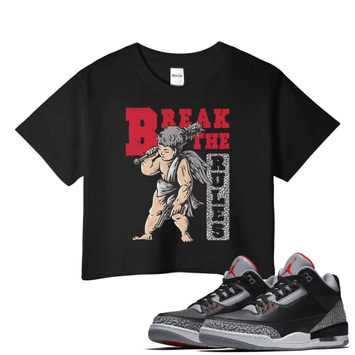 TeeVivo Crop Top Match Air Jordan 3 Retro OG Black Cement Break the rules – Air Jordan 3 Crop Top, AJ3 Crop Top