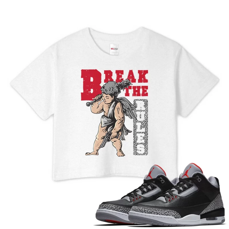 TeeVivo Crop Top Match Air Jordan 3 Retro OG Black Cement Break the rules – Air Jordan 3 Crop Top, AJ3 Crop Top