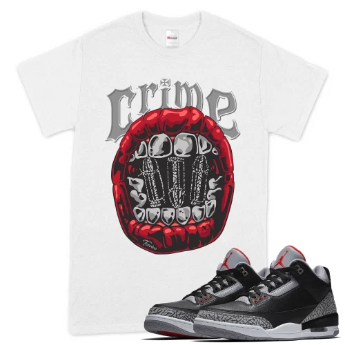 TeeVivo T-Shirt Match Air Jordan 3 Retro OG Black Cement Crime – Air Jordan 3 Shirt, AJ3 Shirt