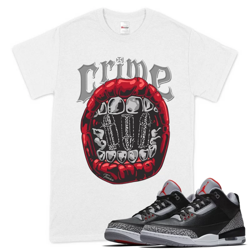 TeeVivo T-Shirt Match Air Jordan 3 Retro OG Black Cement Crime – Air Jordan 3 Shirt, AJ3 Shirt